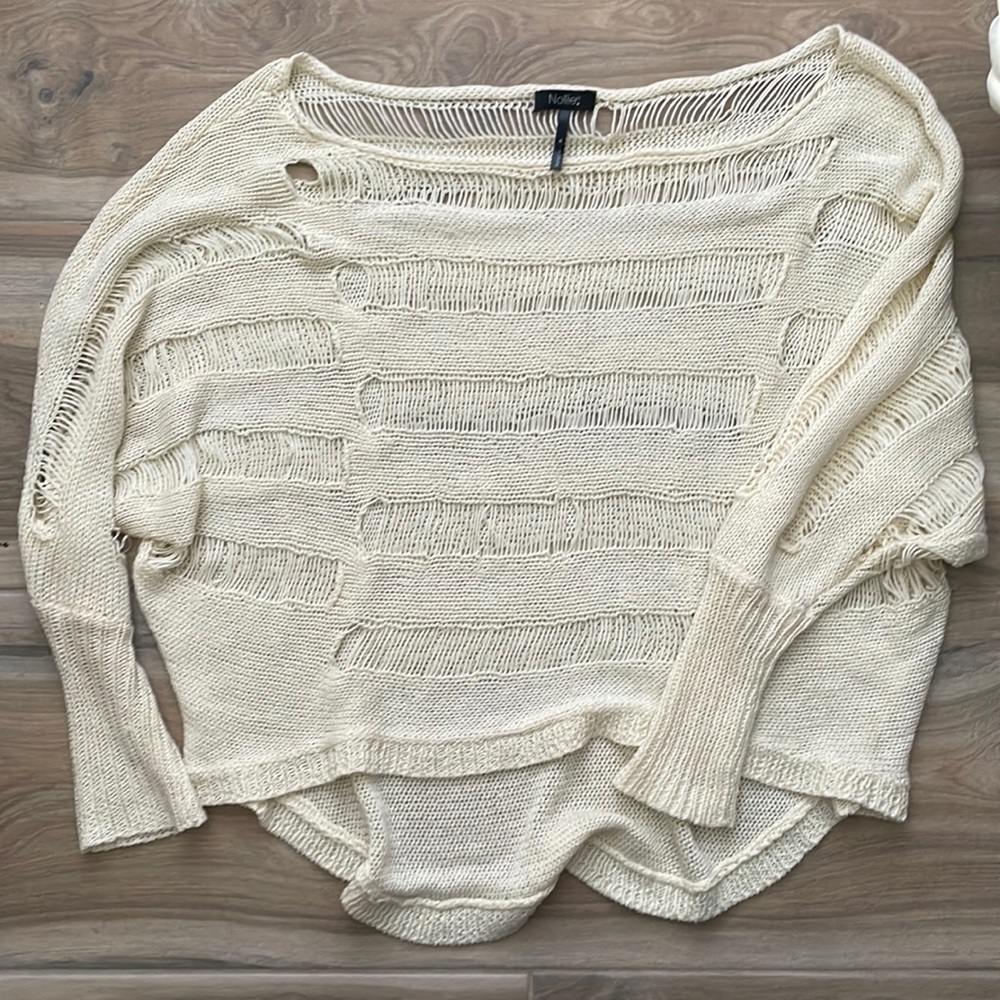 Crop slit sweater
